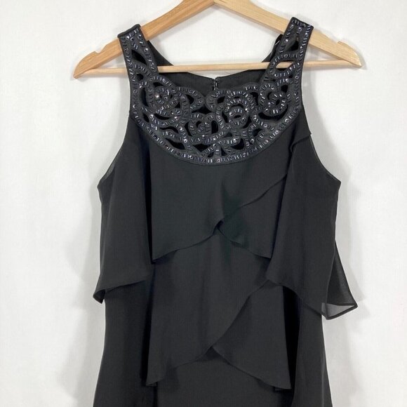SLNY Sleeveless Beaded Dress Formal Cocktail Holiday Dance Swing Black 8 - Picture 2 of 9